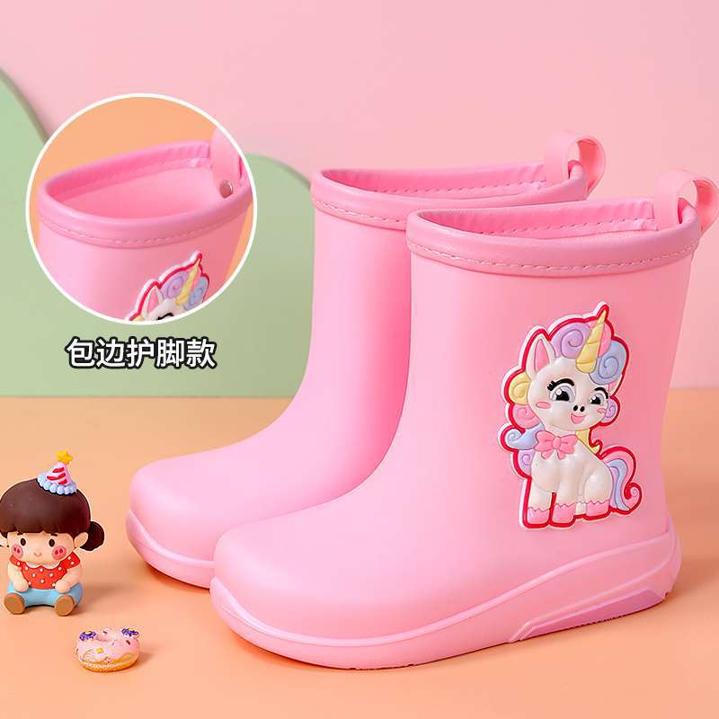 Kindergarten baby water shoes non-slip waterproof boots primary school students environmental protection rain shoes cotton cover removable boys and g