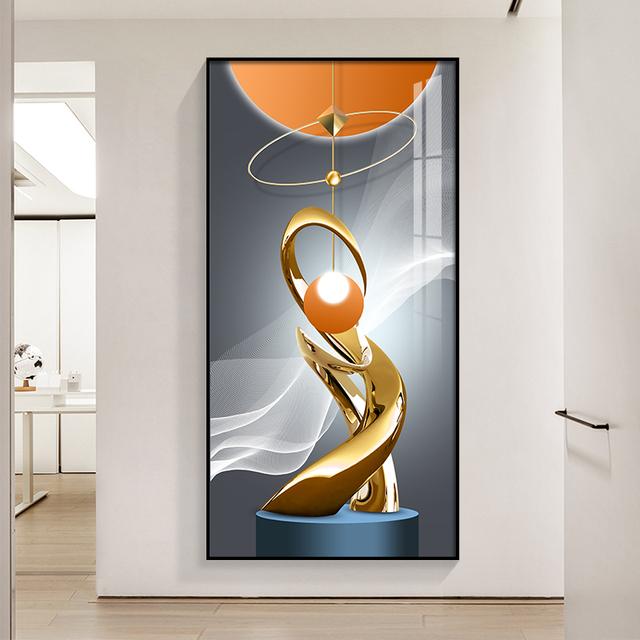 

Абстрактная геометрия, Роскошная золотая картина на холсте, статуя, настенные художественные постеры и принты для украшения гостиной, крыльца, коридора 20cm×40cm NoFrame