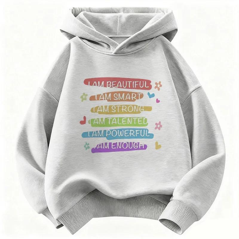 Trendy Letter Print Hoodie for Kids, Casual Clothes for Girls