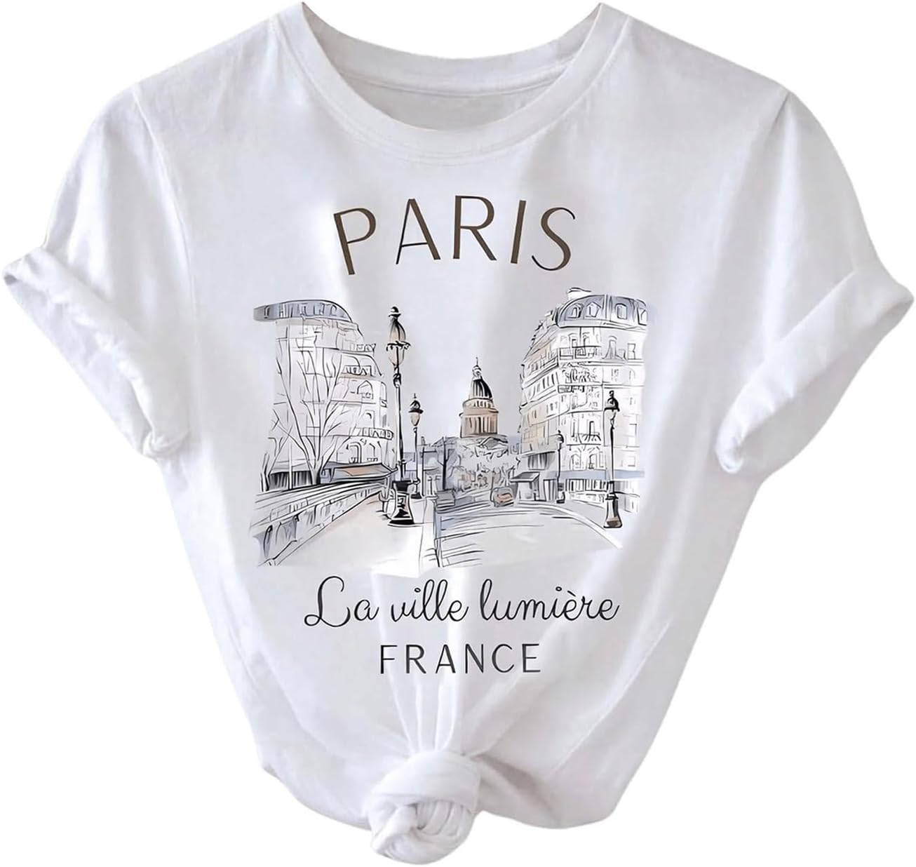 SweatyRocks Women s Paris Letter Graphic Tees Crew Neck Short Sleeve Casual T Shirt Tops Unisex T-Shirt S