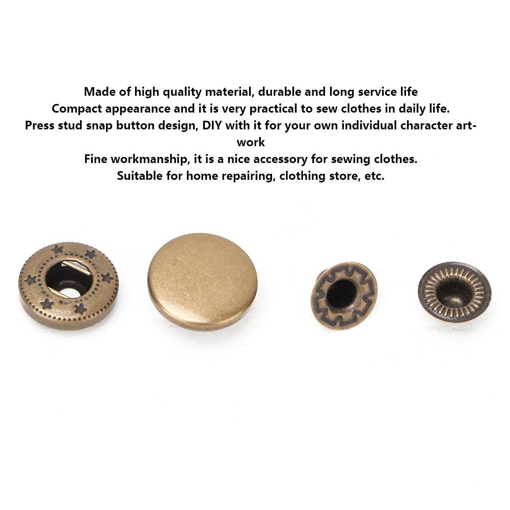 10Pcs 15mm Metal Press Stud Snap Button Fastener Clothes Accessories #1