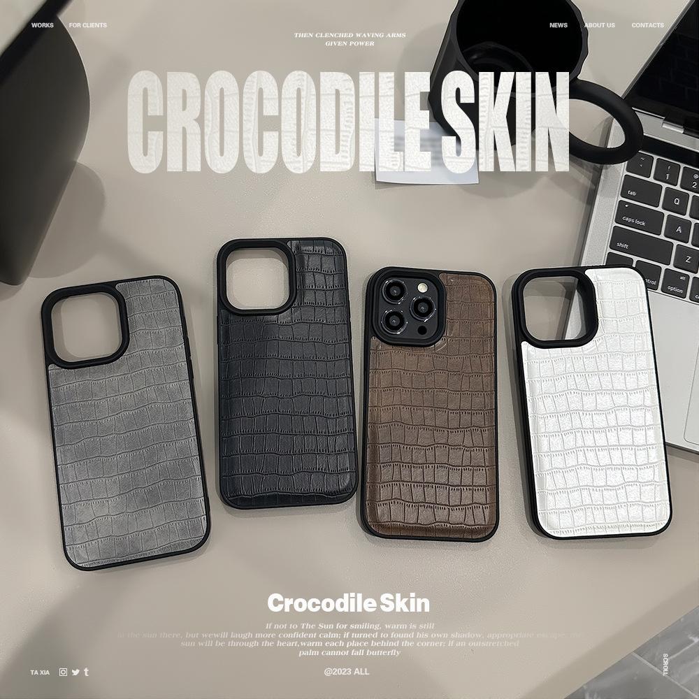 Crocodile Leather Pattern 15 Apple 16 Mobile Phone Case 14promax Retro High-end Style 12 Suitable for IPhone 13 Personality Trend
