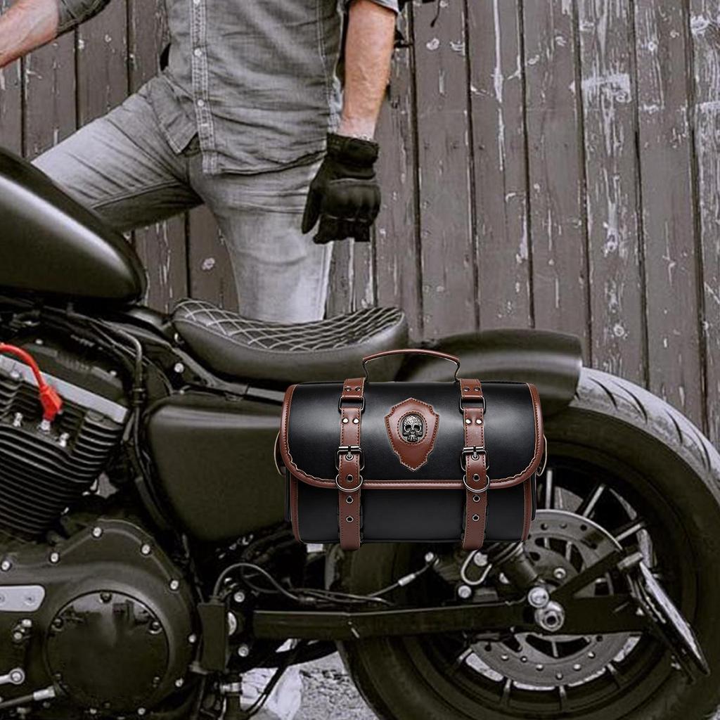Leather Motorcycle Bag Riding Side Frame Bag Vintage Design Motorcycle Accessories for Rear Seat Side Frame and Electric Scooter