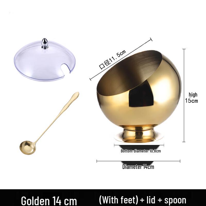 Golden Stainless Steel Slanted Condiment Bowl Set