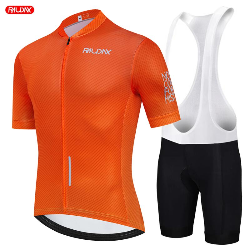2026 Bicycle Clothes Orange Cycling Jersey Set Summer Road Bike Short Sleeve Cycling Clothing Men Mtb Jersey Set Sport Wear
