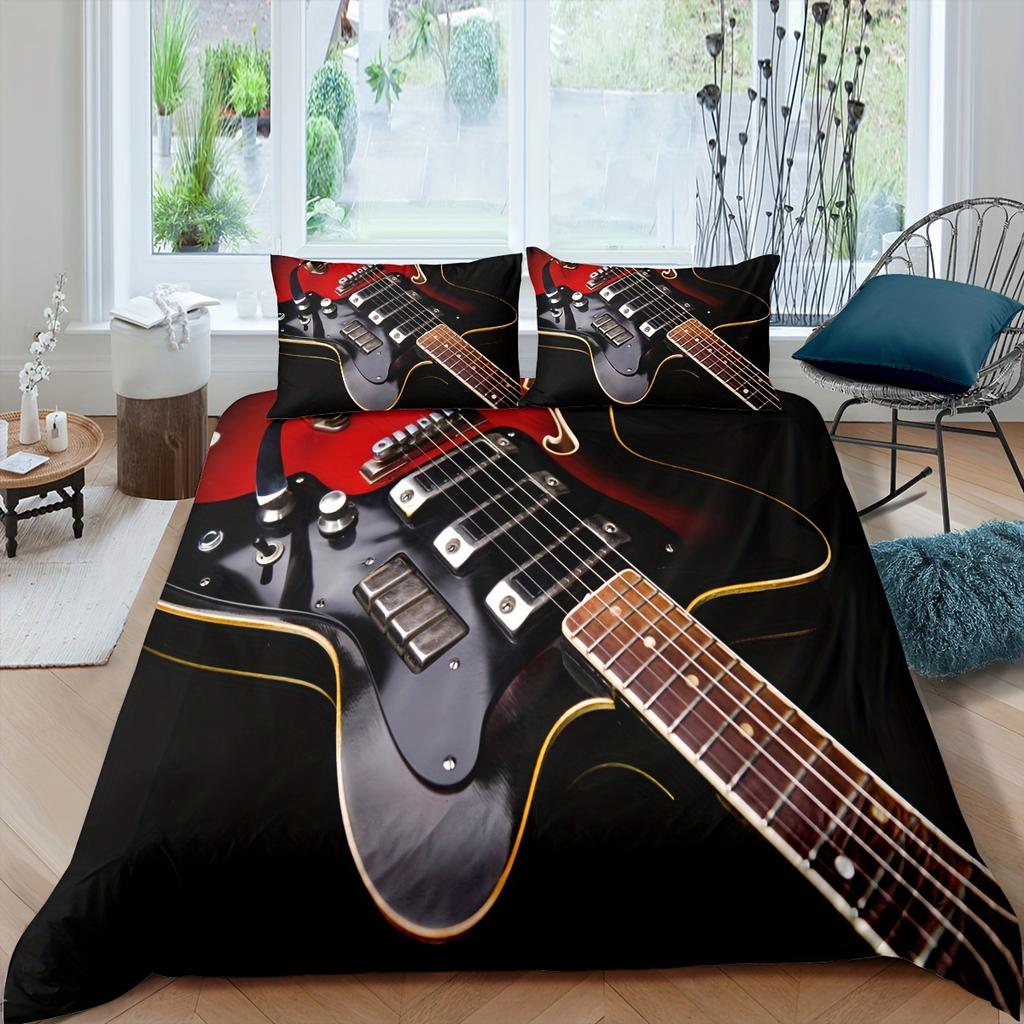 Rock guitar three-piece duvet cover grinding kit digital printing