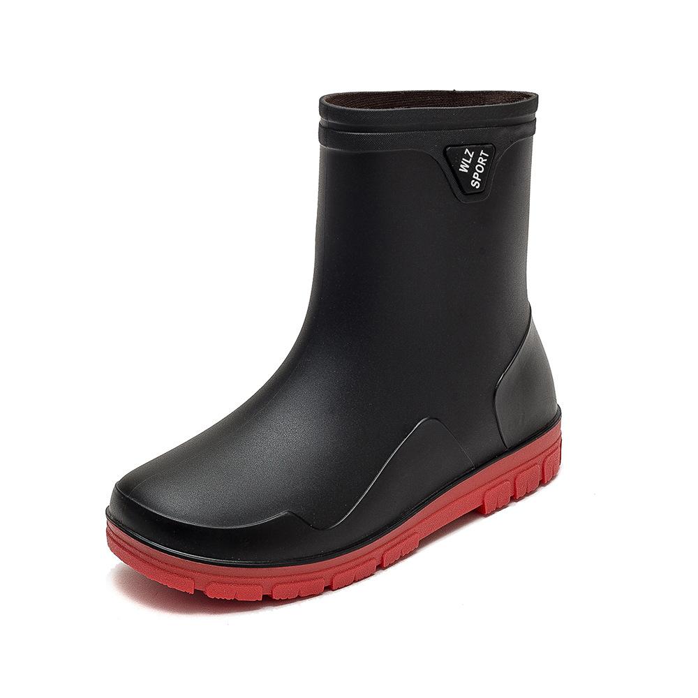 New men's short rain shoes non-slip and waterproof fashion rain boots fleece thermal rubber shoes kitchen work short water shoe cover