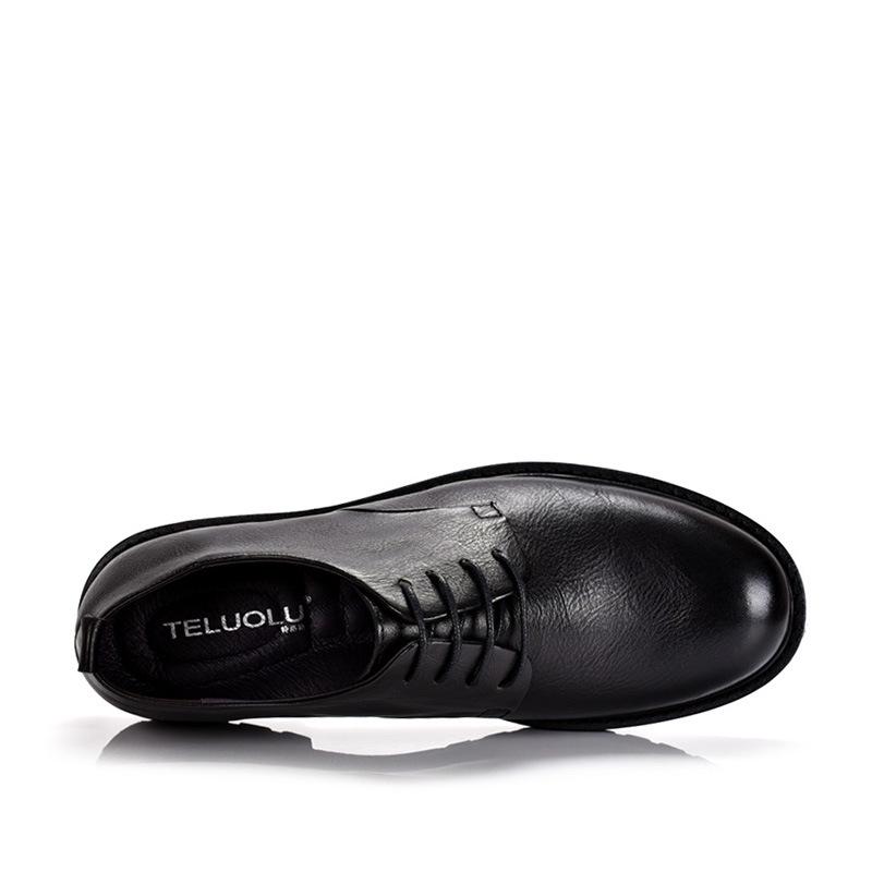 British Retro Men's Handmade Leather Shoes with Distressed Big Toe Cap and Thick Sole