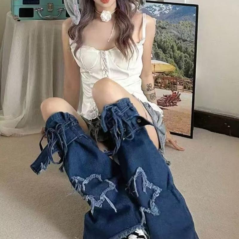 Denims Leg Warmers Cool Flared Leg Warmers Punk Long Leg Socks Fashion Leg Covers Sweet Leg Sleeve Streetwear Gifts