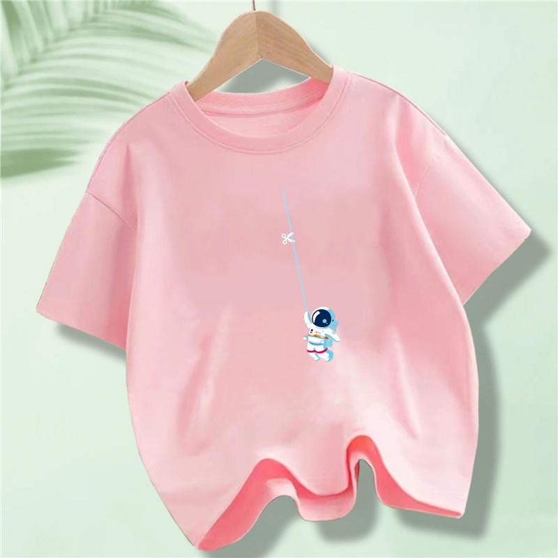 New Summer Kids Clothes Funny Astronaut Print Cartoon T Shirt Streetwear Cotton Tops Children Boys Clothes Short Sleeve Tees