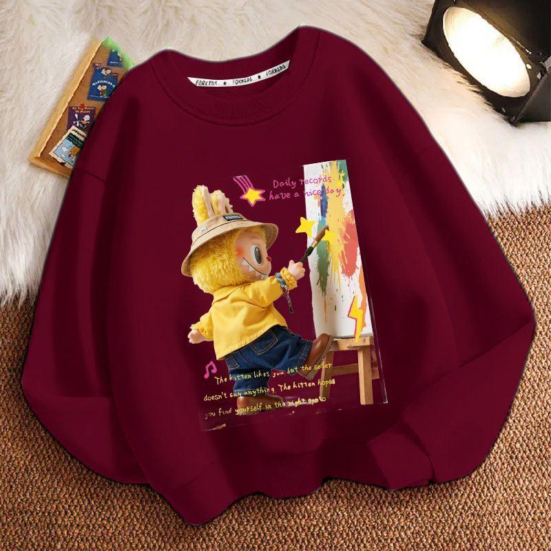 Children's Loose Round-neck Sweatshirt for Spring, Autumn and Winter, Cute Long-sleeved Loose Round-neck Coat for Boys and Girls