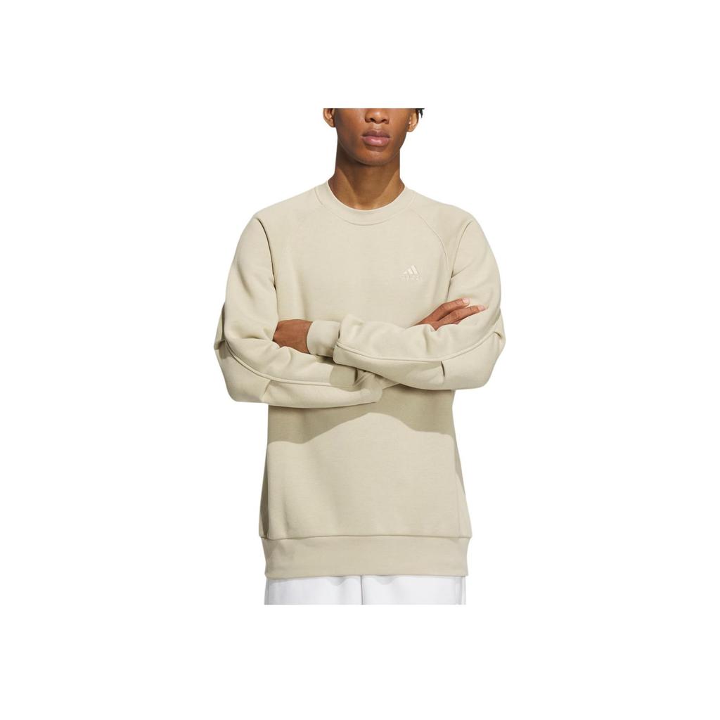 Adidas All Szn Oversized Sweatshirt Solid Color Letter Logo Embroidery Detail Sports Crew Neck Pullover Men Sweatshirt Prairie-Brown IY4282