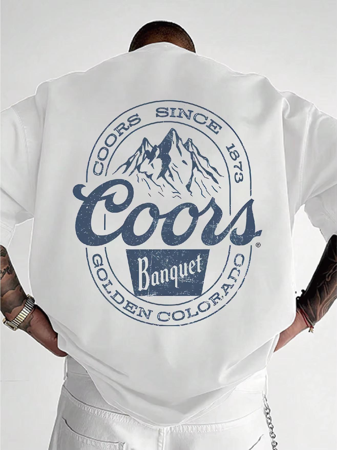 Футболка с круглым вырезом Темно-синяя Горы Coors с текстовыми принтами Повседневная Оверсайз Унисекс Харадзюку Высокое качество 4XL