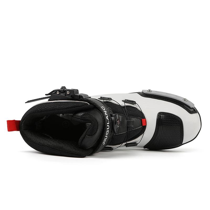 Stivali da moto unisex di grandi dimensioni in vera pelle antiscivolo anticollisione scarpe sportive da ciclismo all'aperto stivali da moto da donna
