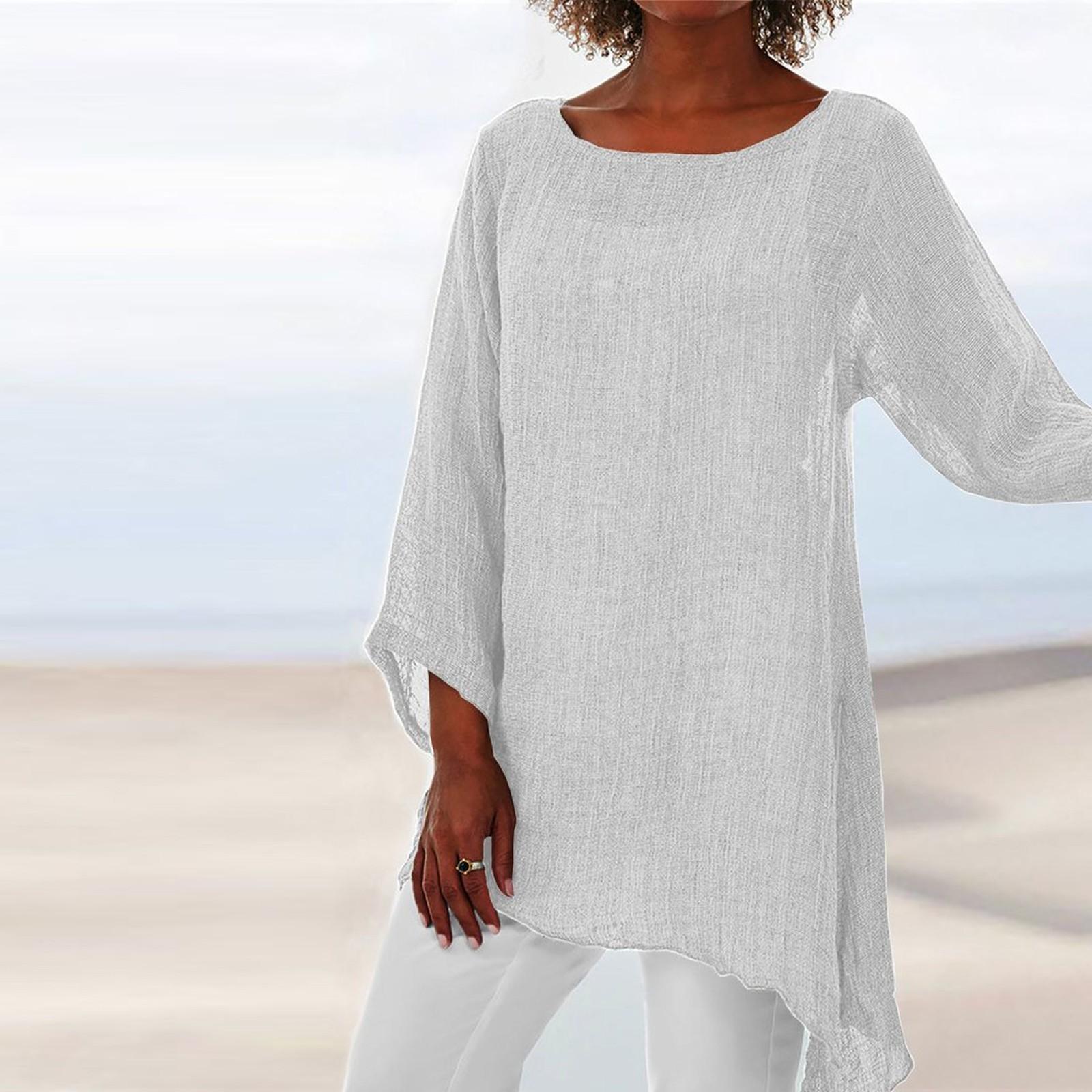 

Модный женский однотонный свободный и удобный топ с длинными рукавами нестандартной формы XXXXL белый