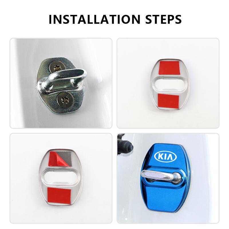 Cqgntp1 4Pcs Car Door Lock Cover Stainless Steel Protection Accessories For Kia GT-Line Sportage Ceed Rio Picanto Sorento Soul Cerato