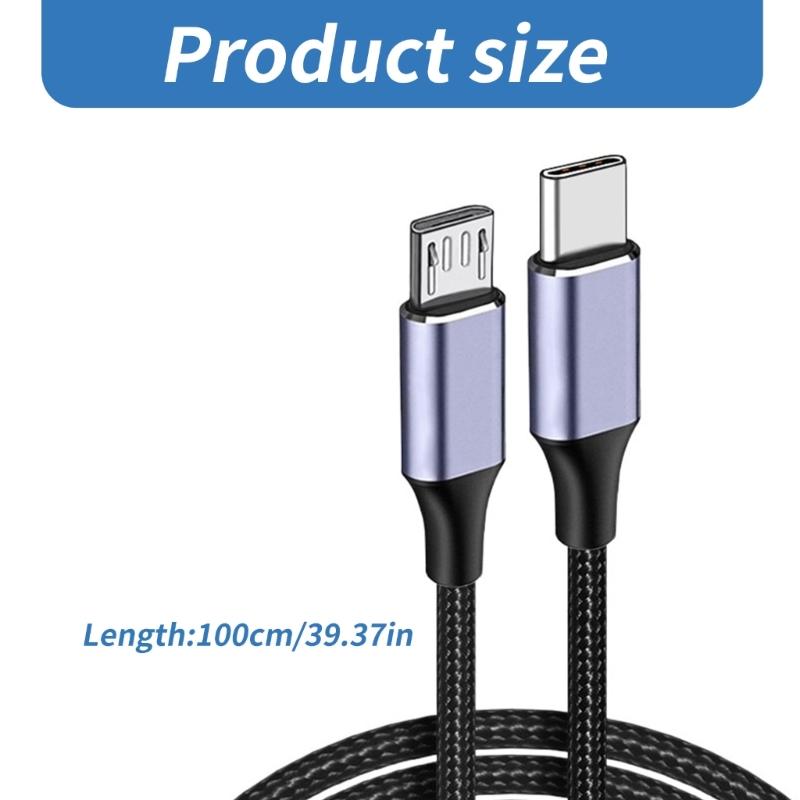 1m Type C To USB 5Pin Charging Cord Nylon Braided Data Cable 480Mbps Data Transfer Wire Line Support OTG Function