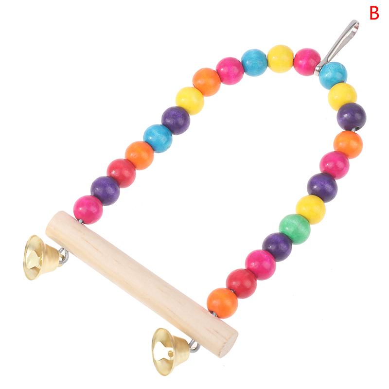 Natural Wooden Parrot Swing Toy Bird Supplies Perch Hanging Swings Cage For Pets