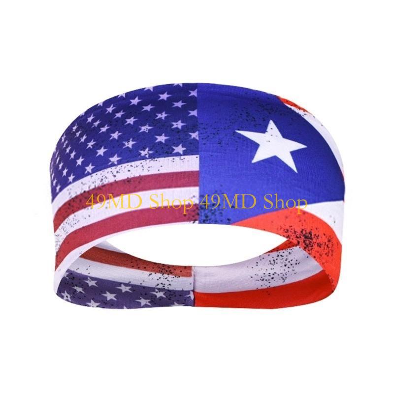 49MD Flags Wide Hairband Multicolored Headband for Various Hairstyles Sweatbands