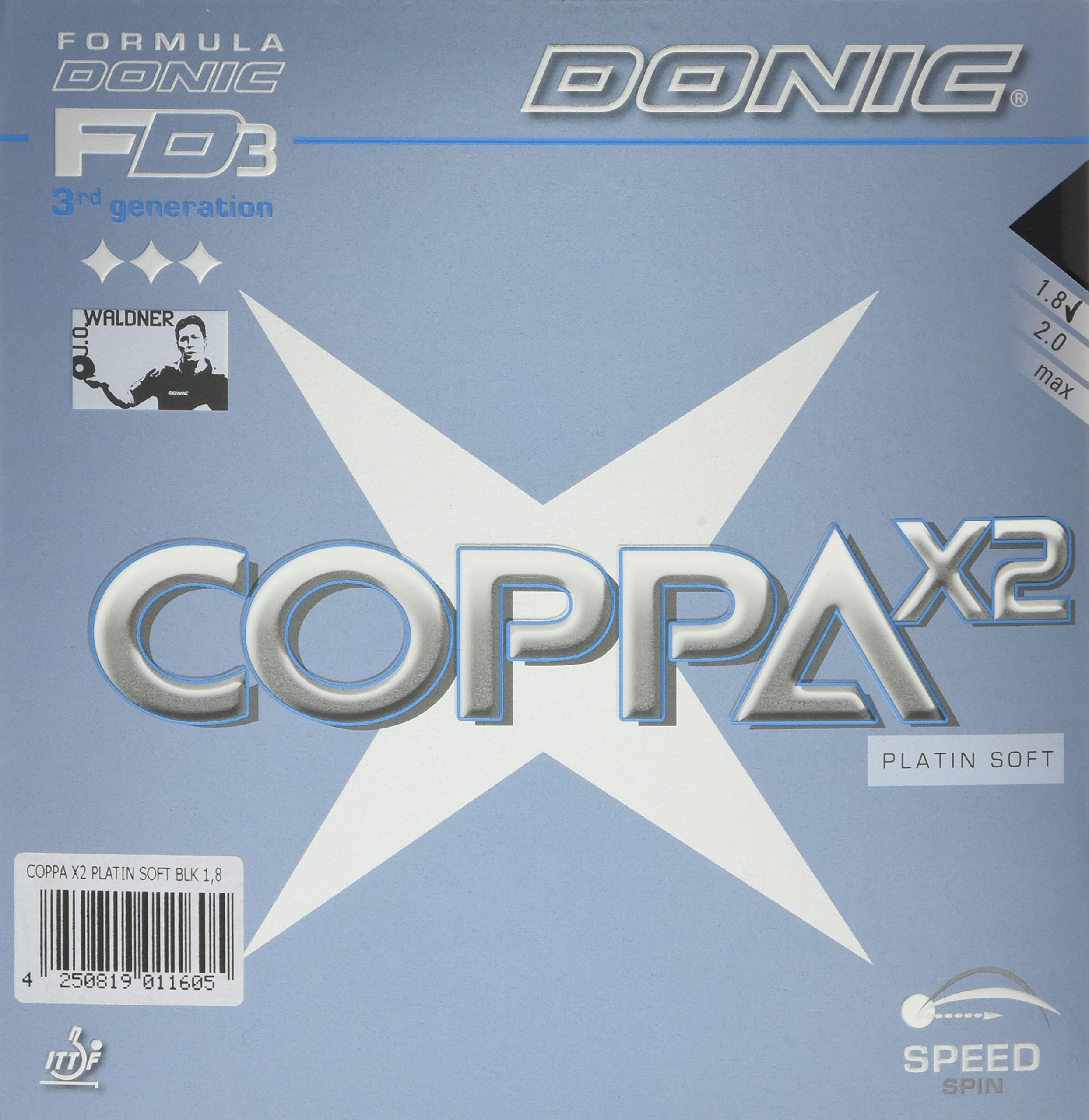

DONIC Table Tennis Coppa X2 Back Soft Rubber Black AL053 1.8 чёрный