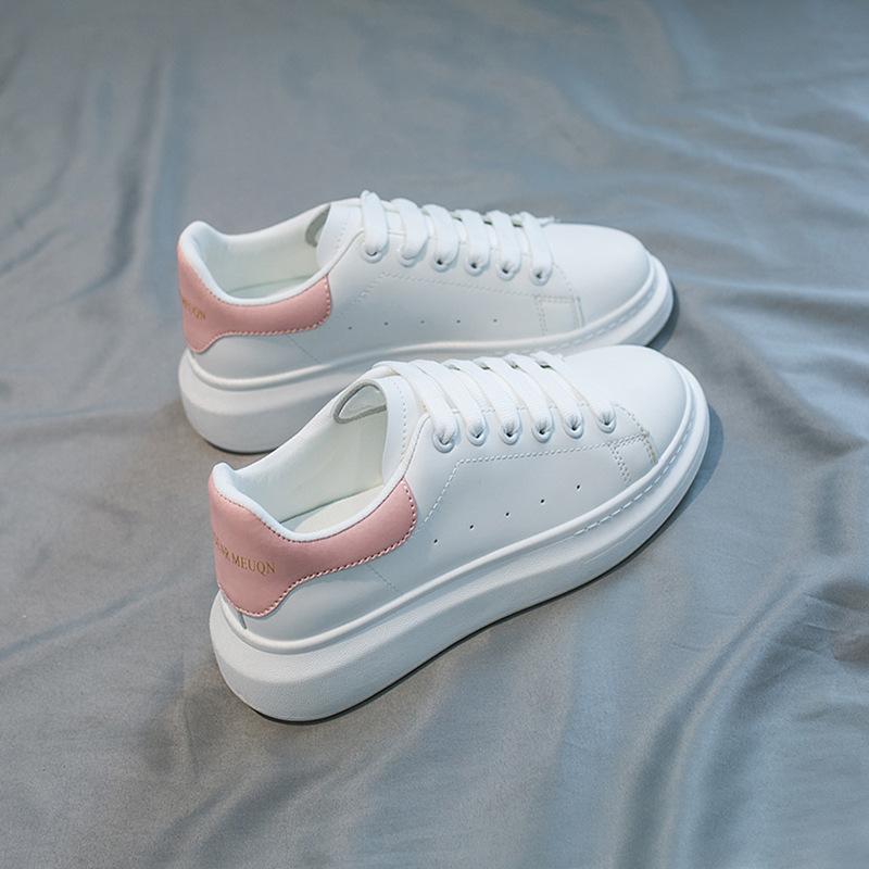 

McQueen белые туфли женские новые осенние универсальные микрофибра дышащие толстая подошва увеличивающие рост McQueen маффин женские туфли 37 розовый