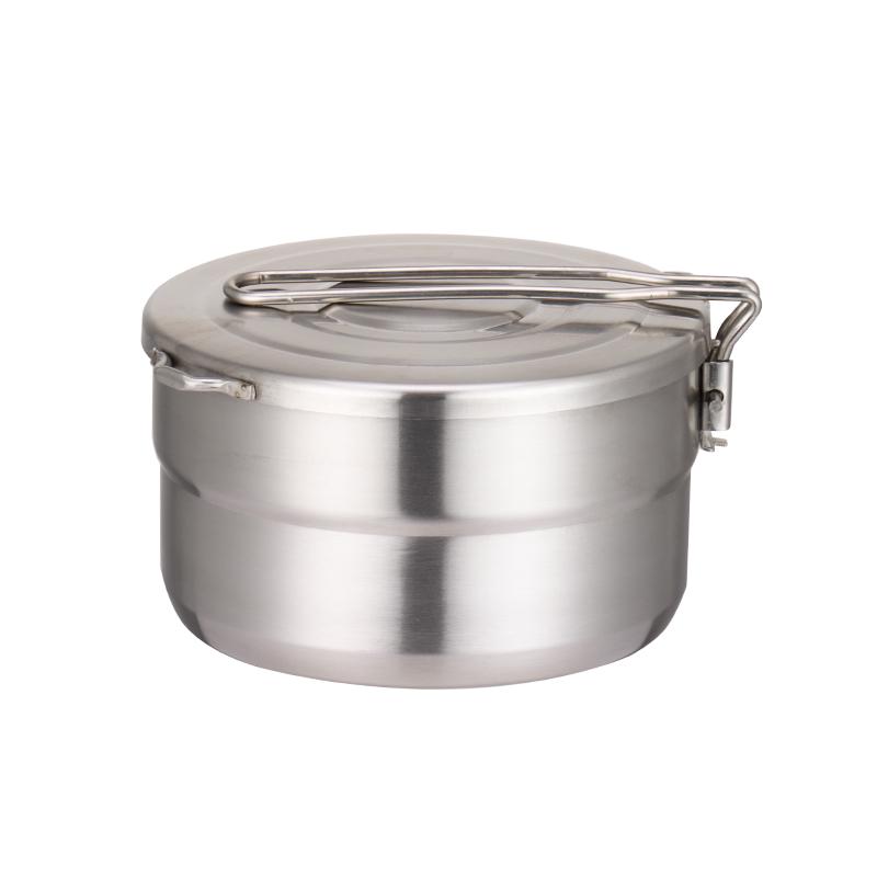 2-Piece Set: Outdoor Mountaineering 304 Stainless Steel Folding Cookware for Camping - Portable Frying Pan & Soup Pot