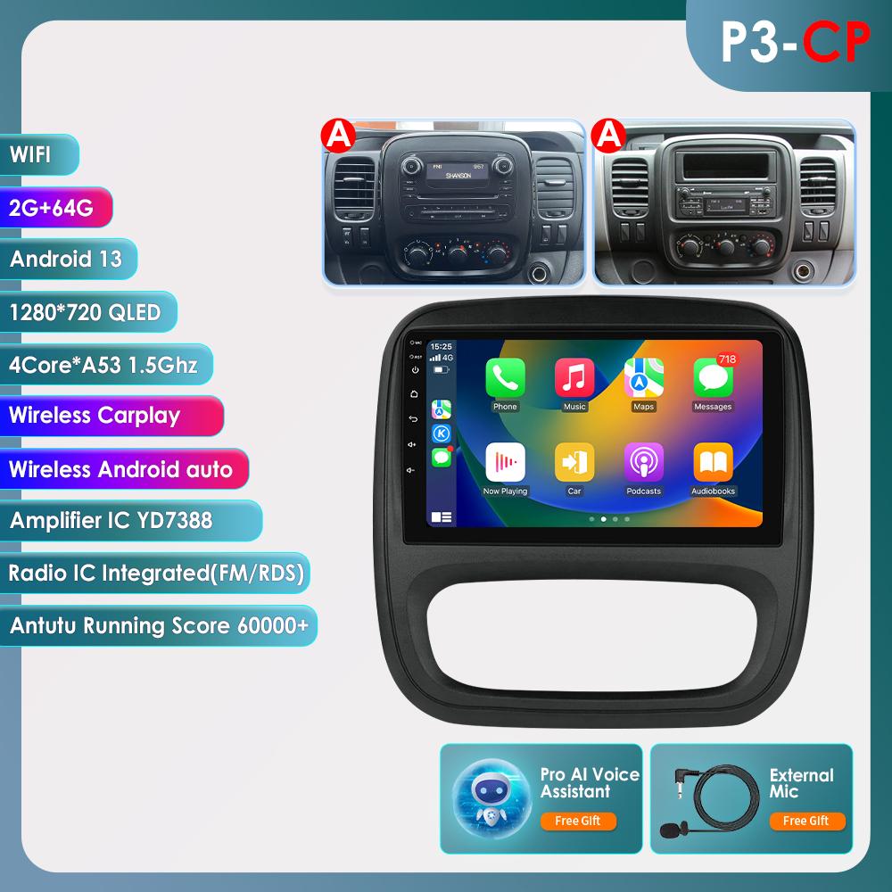 Hizpo 4G AI Hlasové Android Auto Rádio Pro Renault Trafic 3 2014-2021 Pro Opel Vivaro B 2014-2018 Carplay Auto Multimédia Inteligentní Obrazovka GPS 2din