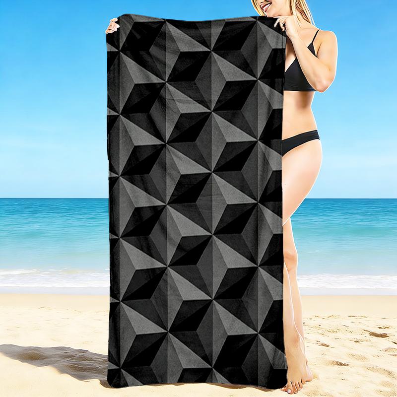 1Pc Abstract Geometric Beach Towel, Quick Dry, Multi-Use for Beach Pool Gym Yoga Home Travel, Christmas, Halloween, Xmas Gift M928354