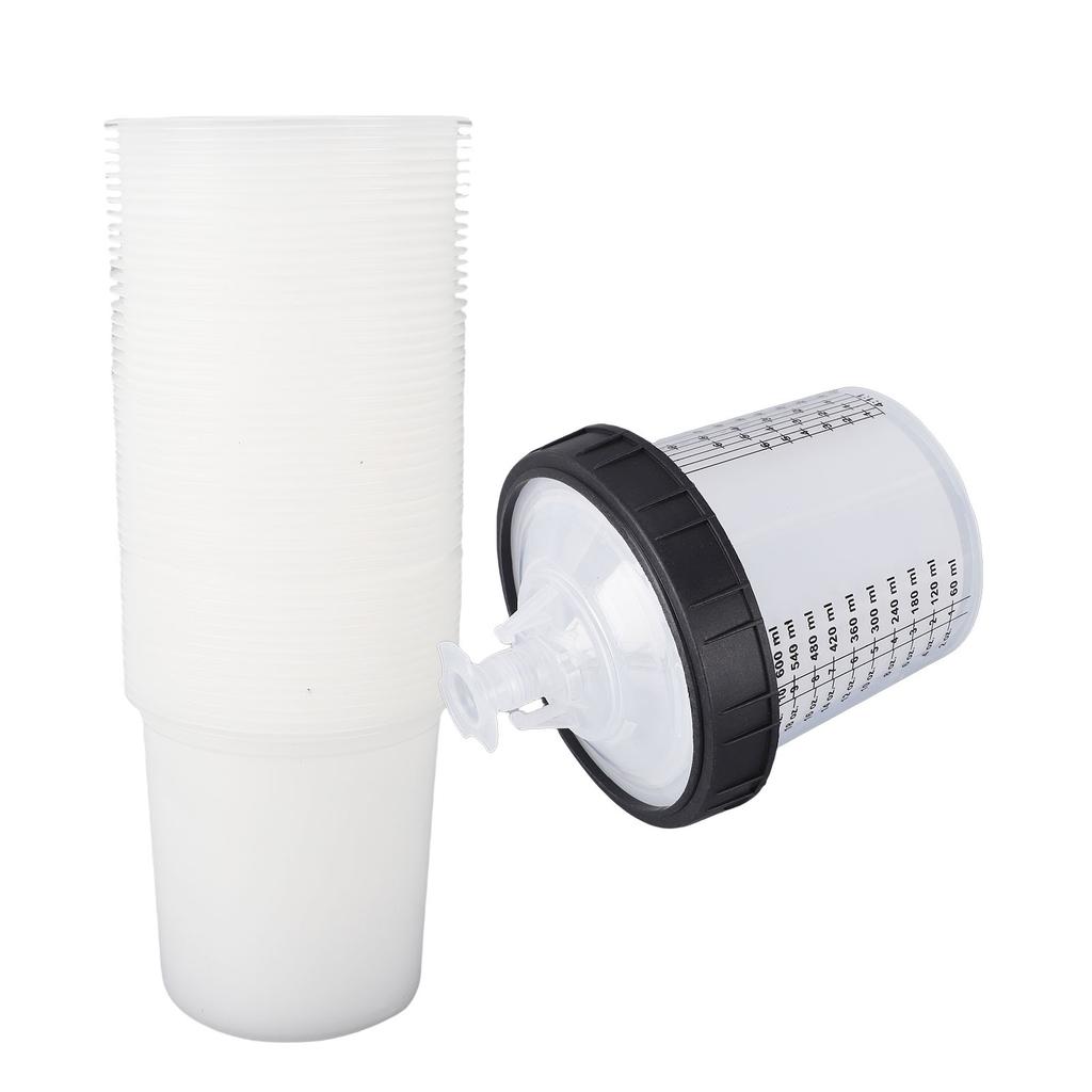 Paint Spray Sprayer Cup Liners Lid System 50 Standard 20.3 Ounce(600ml) 190um Disposable Set Kit Replacement Accessories
