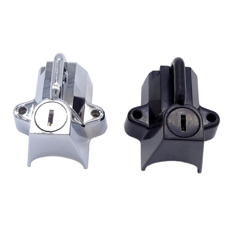 Universal Motorcycles Helmet Lock Sets for Harley 7/8" To 1-1/4"25-32mm Black/Chrome High Quality Handlebar Tube Casque Key Lock
