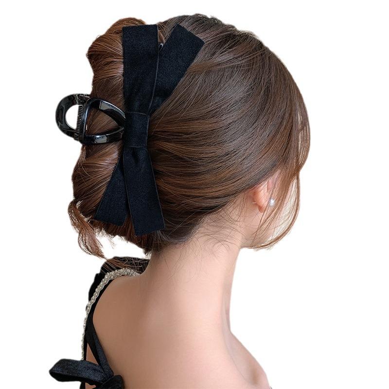 Haarspange mit großer schwarzer Schleife im Hepburn-Stil für Damen