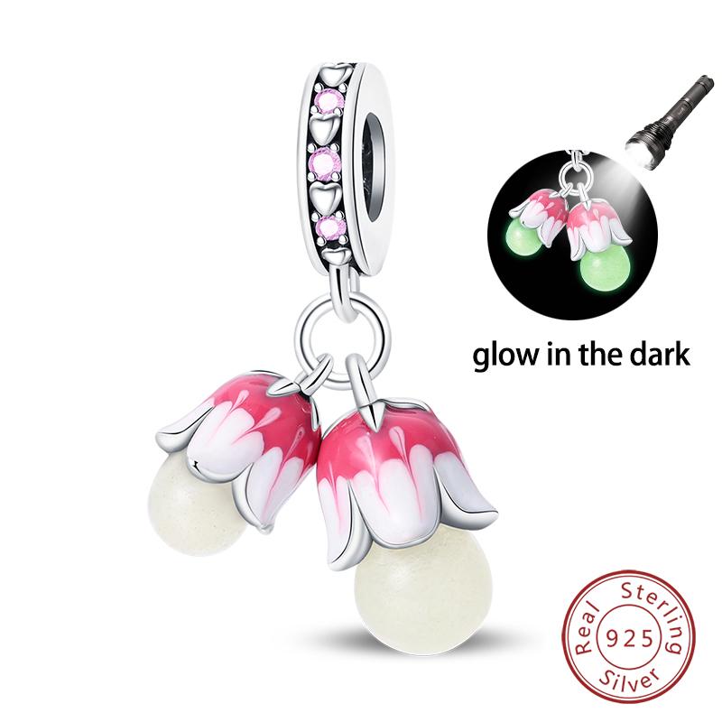 New 100% Copper Nightglow Butterfly Heart-Shaped Gem Charms Bead Fit Qikaola Original Bracelet Diy Birthday Jewelry