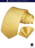 [HISDERN] Men's Business Tie, Silk, Washable, Yellow, Polka Dot Pattern, Stylish, for Weddings, Job Hunting, Entrance Ceremonies, Graduation
