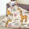 Cartoon Baby Giraffe Dekentje, Zacht Flanellen Fleece Plaid Voor Kinderen, Lichtgewicht Gezellig Bank Sofa Slaapkamer Decor, Babykamer Camping