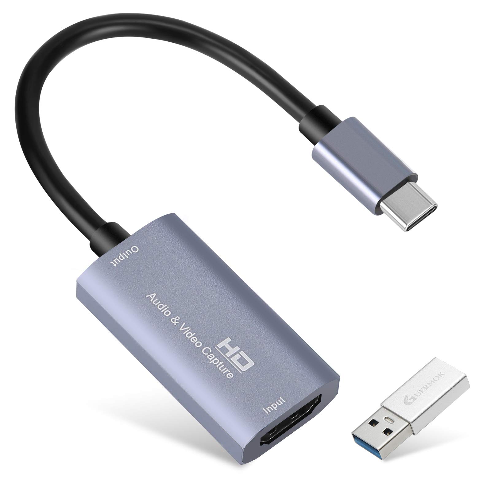 

Захоплення відео GUERMOK USB HDMI до USB C Захоплення аудіо 4K 1080P60 Захоплення Ігри Пряма трансляція Сумісний із системою Windows Mac OS без живлення Xbox срібний