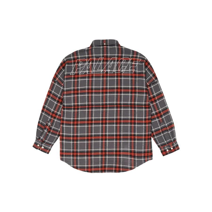 Palace Flannel Drop Shoulder Shirt Grey Men Tops P23SHT061