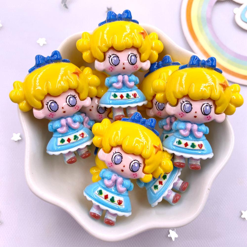 Resin Colorful Kawaii Prince Boy Princess Girl Flat Back Stone Cartoon Figurines 6PCS Scrapbook DIY Bow Decor Accessories Crafts