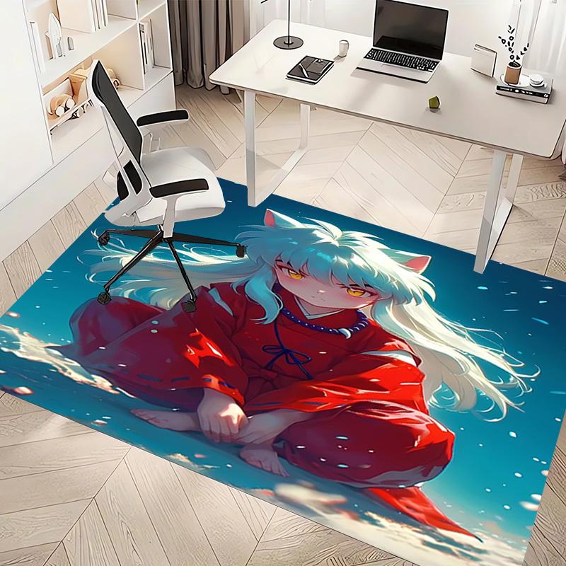 1pc Inuyasha Print Area Rug - Soft, Washable Non-Slip Indoor Mat, Living Room, Home Office Decorative Rug,Office Decorative