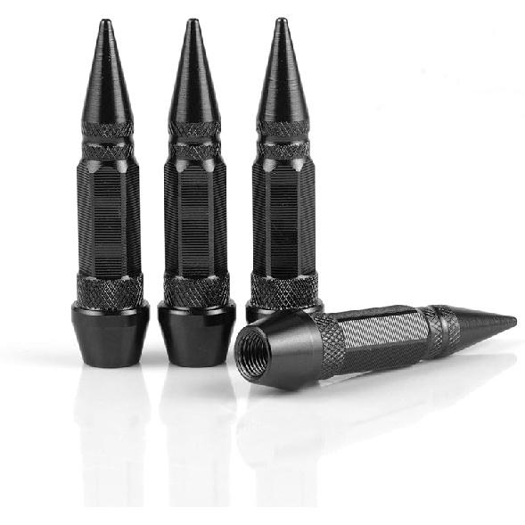 SINGARO 60mm Spiked Valve Caps,Aluminum Alloy Dustproof and Waterproof Tire Valve Stem Caps, Suitable for Cars, Trucks and Motorcycles (4PCS Black)