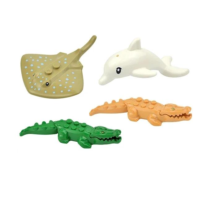 MOC Animals Building Blocks Flamingo Swan Otter Cat Dog Pug Chick Duck Eagle Sheep Owl Rabbit DIY Model Brick Toys for Children