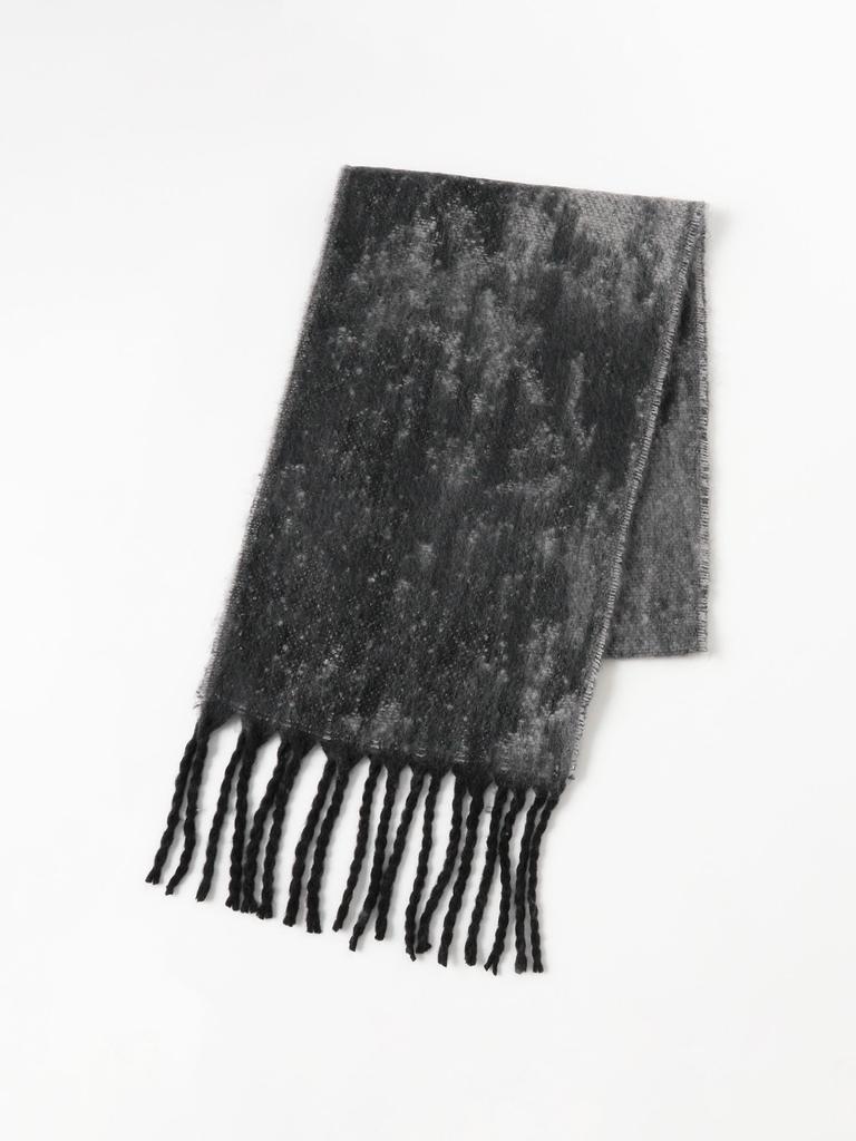Beams Heart Men's Marble Shaggy Scarf, Black, One Size