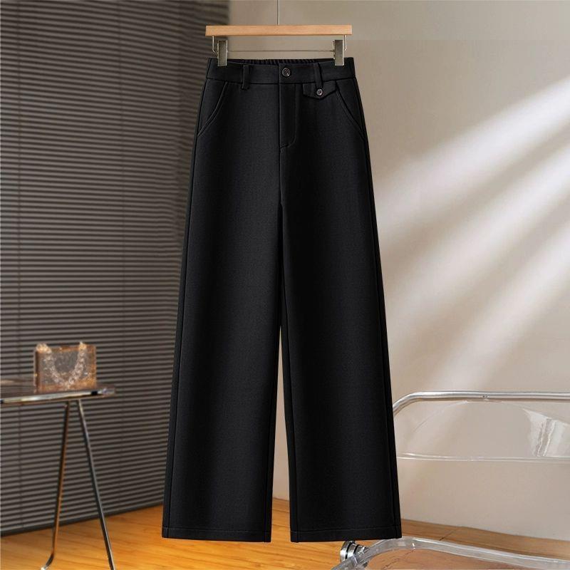 

Women s 2025 Winter Dark Blue Wool Wide-Leg Cropped Pants with Plus Velvet. 30/2XL (recommended 120-130 kg) чёрный/полночь