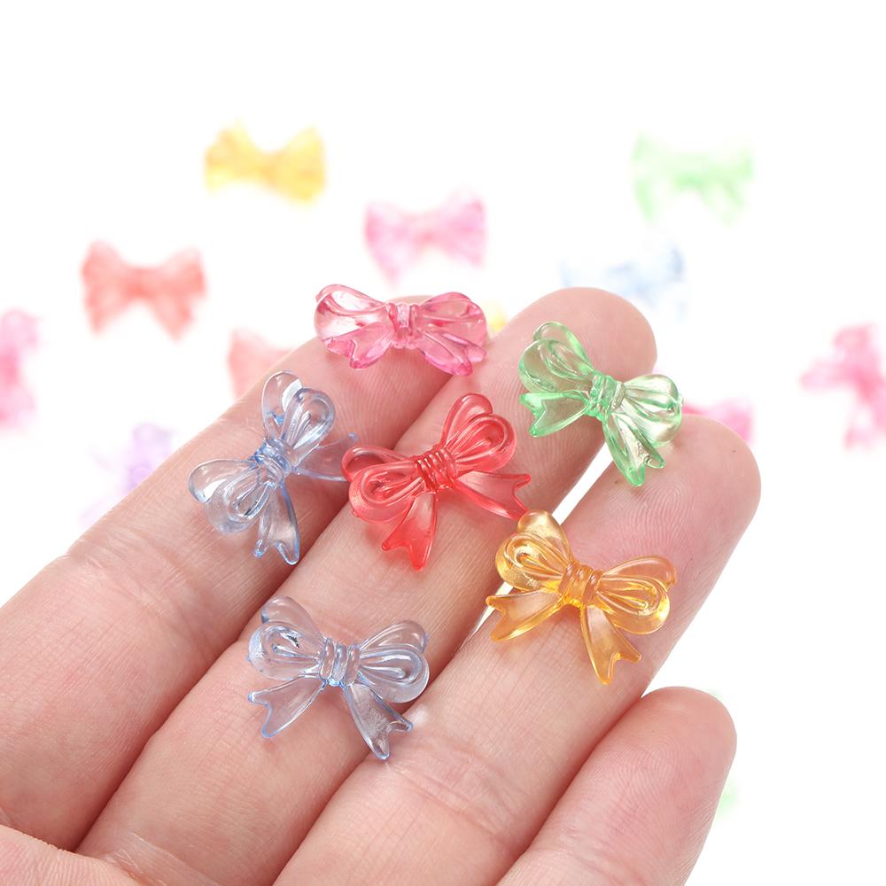 30Pcs/Lot 14x18mm Bowknot Transparent Bow Spacer Beads Earrings Making Charm Pendants for Necklace Jewelry Making Accessories