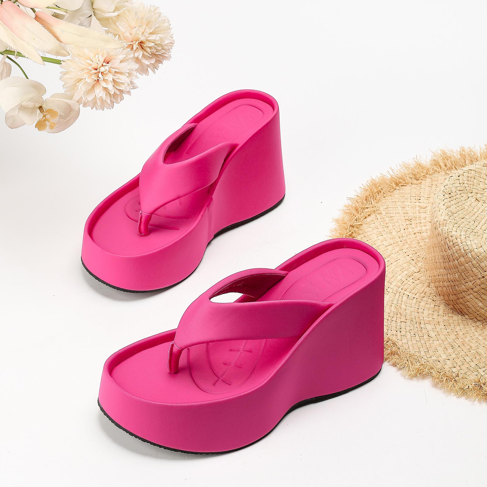

Thick soled slippers woman lady shoes sandals America Africa 43 рожевий червоний колір