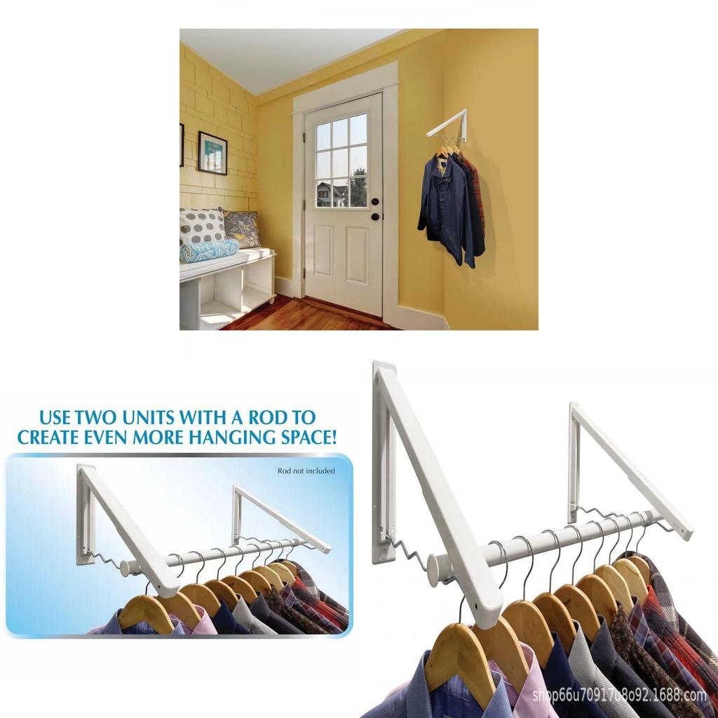 Wall Mounted Foldable Clothes Rack With Abs Construction For Home And Apartment Storage