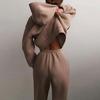 2026 Spring Women's European & American Solid Color Hoodie Sweatshirt & Long Pants Casual Streetwear Two-piece Set