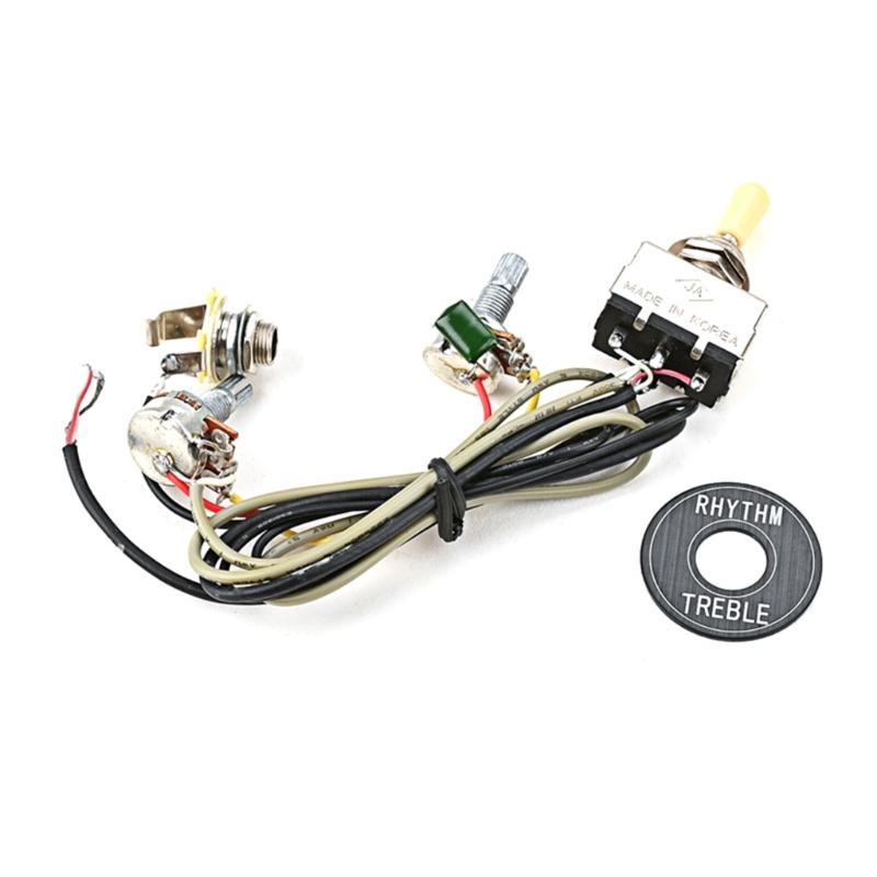 ערכת חיווט 1V 1T, רתמת חיווט 3 Way A500K מחווטת מראש לרתמת חיווט גיטרה לתיקון והחלפה של גיטרה חשמלית בס