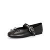 Cowhide~ Shoes Ballet Shoes Women's Bow Light Mouth Versatile Flat Shoes Temperament Commuter Mary Jane Shoes