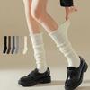1Pair New Cotton Knee-high Socks Ruffled Edge Japanese Style Calf Socks Solid Color Sweat-absorbent Boot Socks Fall Winter