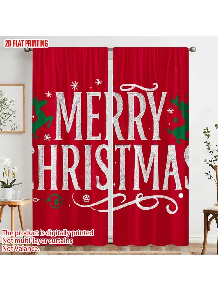 

Set Of 2 Plane Printing Popular Curtain Panels Red Versatile Polyester Without Rod Decorations Inside Perfect Bedroom For Sleeping Area Made W100*H70(CM)-Hooks&1PCS